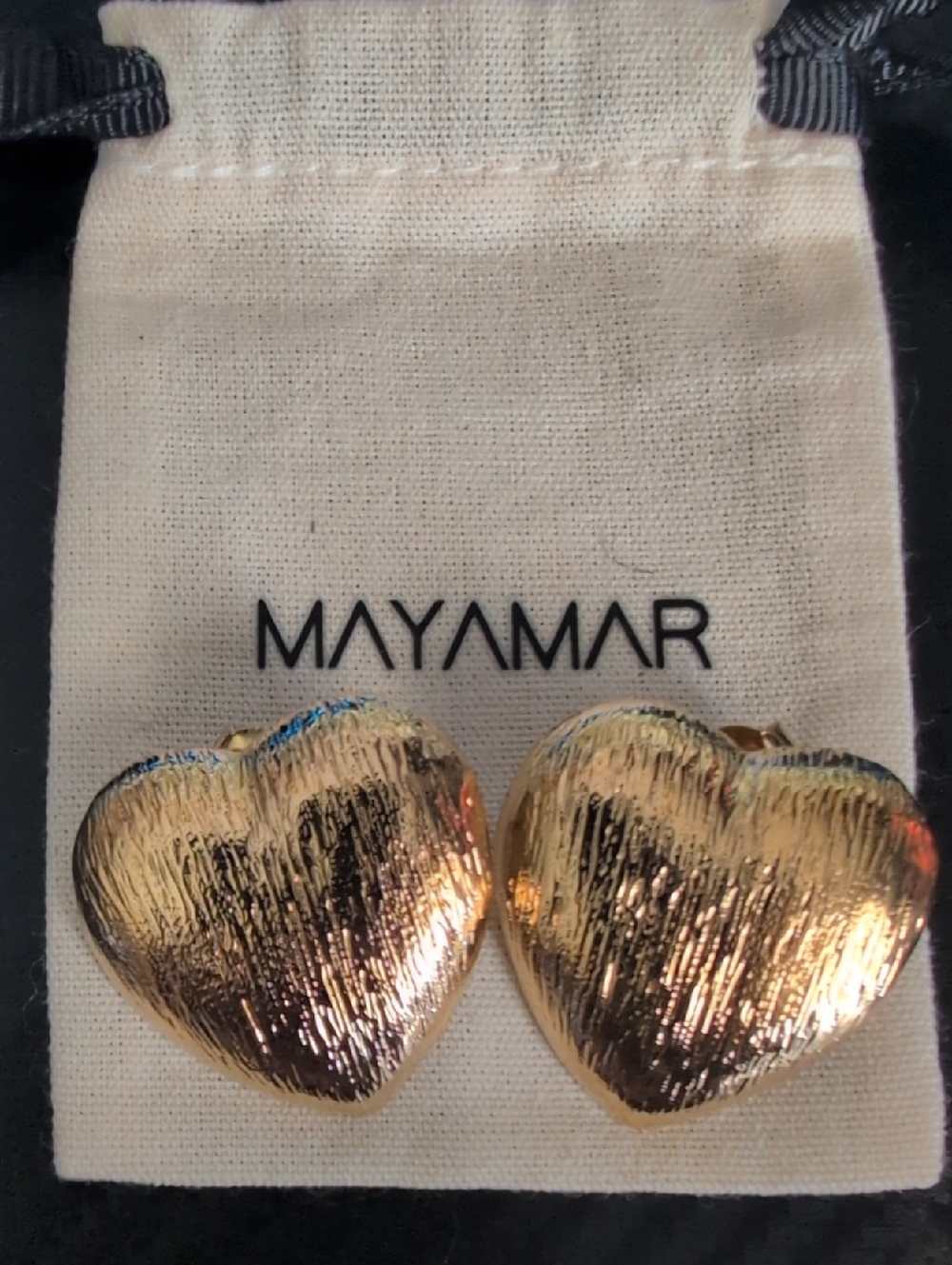 Mayamar Gold Textured Heart Clip-On Earrings